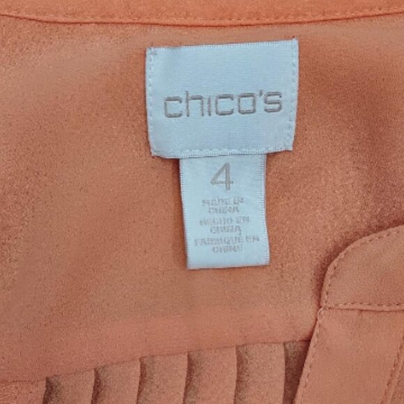 Chico's Orange V-Neck Blouse W/Embroidery Lace Accent Sz XXL/20 - Picture 7 of 9